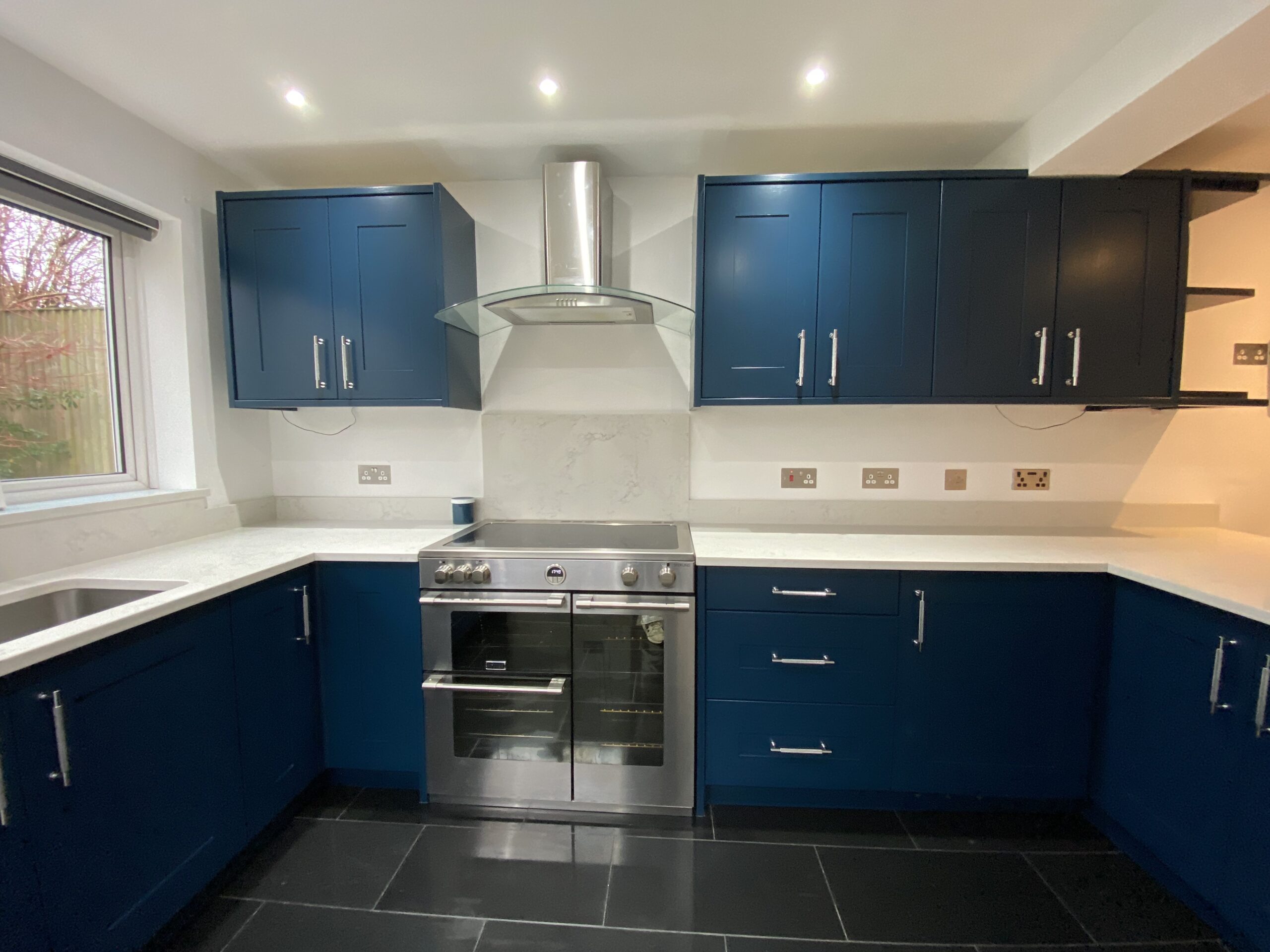 Antrim Painted in Farrow and Ball Pitch Blue - Eclectic - Kitchen -  Manchester - by Sussex Kitchen and Bedrooms